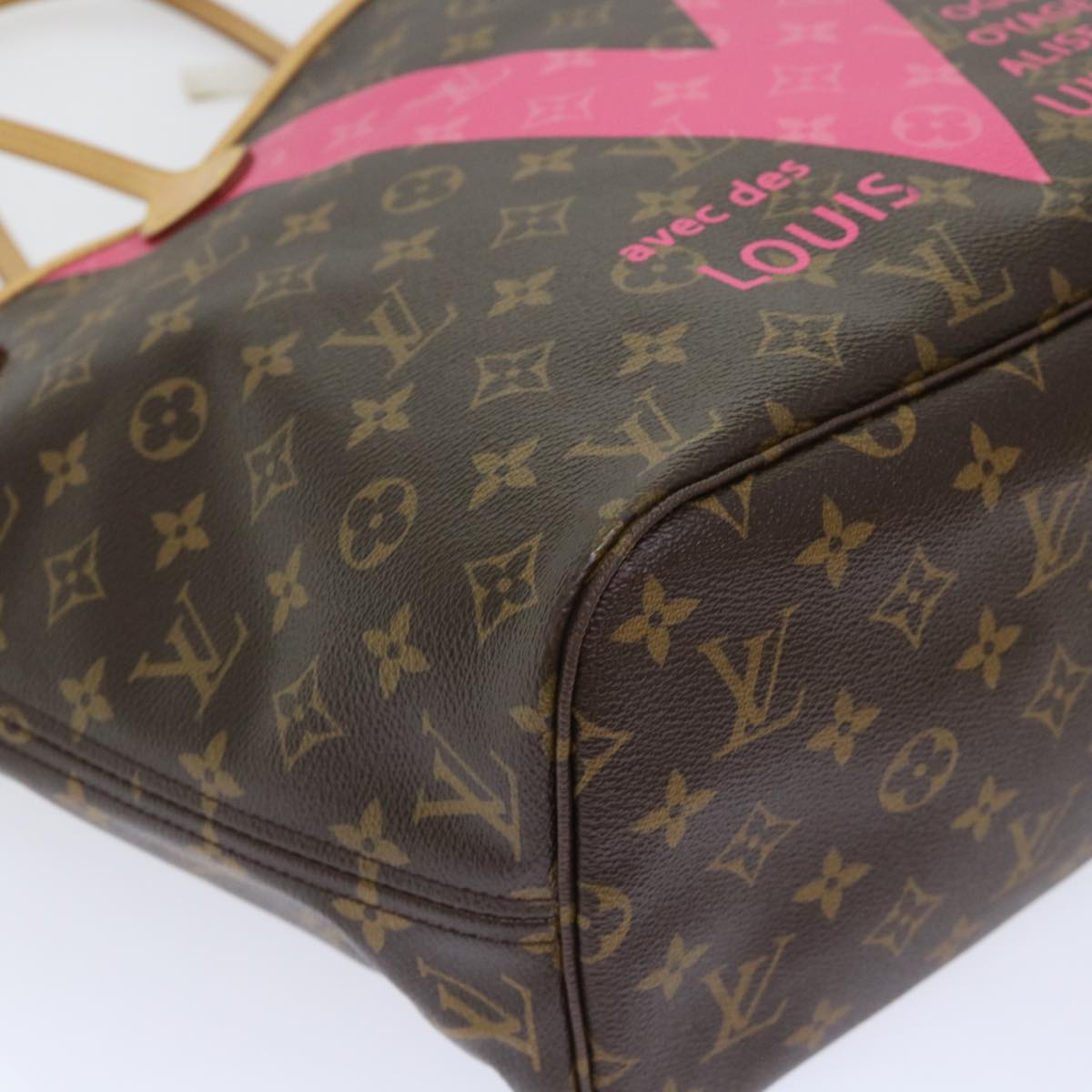 LOUIS VUITTON Monogram V line Neverfull MM Tote Bag Pink M41602 LV am4905
