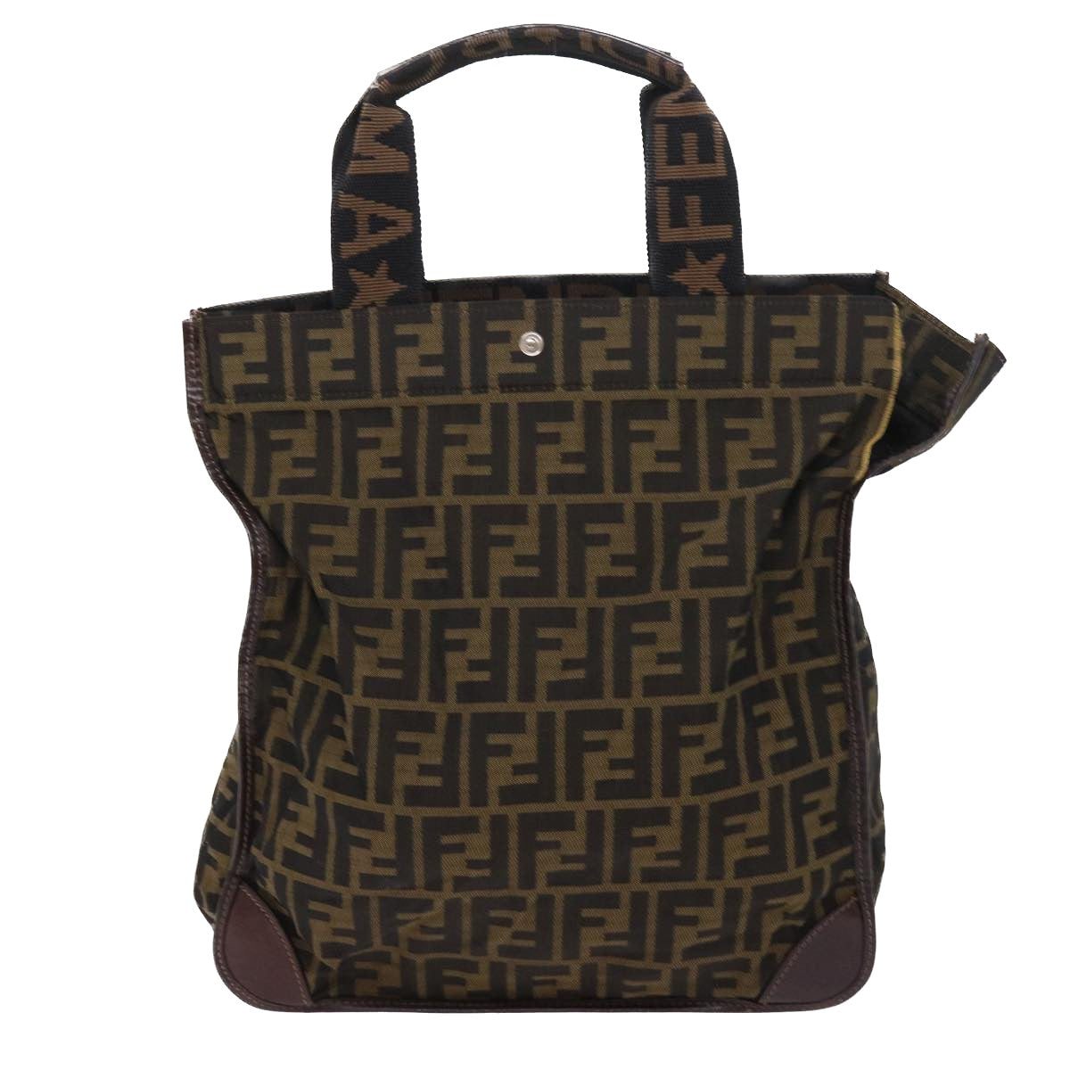 Luxury FendiZucca Canvas Hand Bag Nylon 2Set Brown Blackam5047