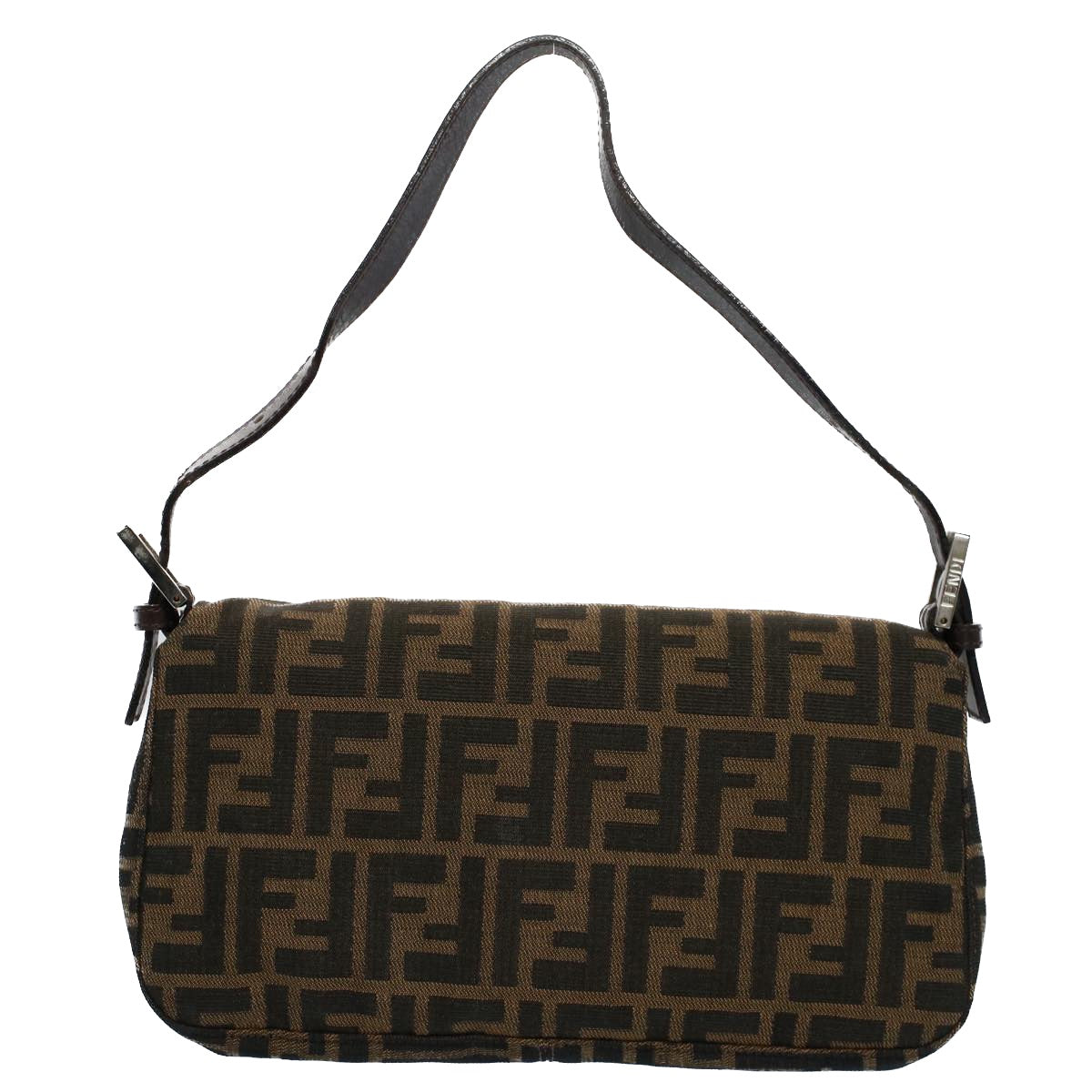 Luxury FendiZucca Canvas Mamma Baguette Shoulder Bag Black Brownam5065