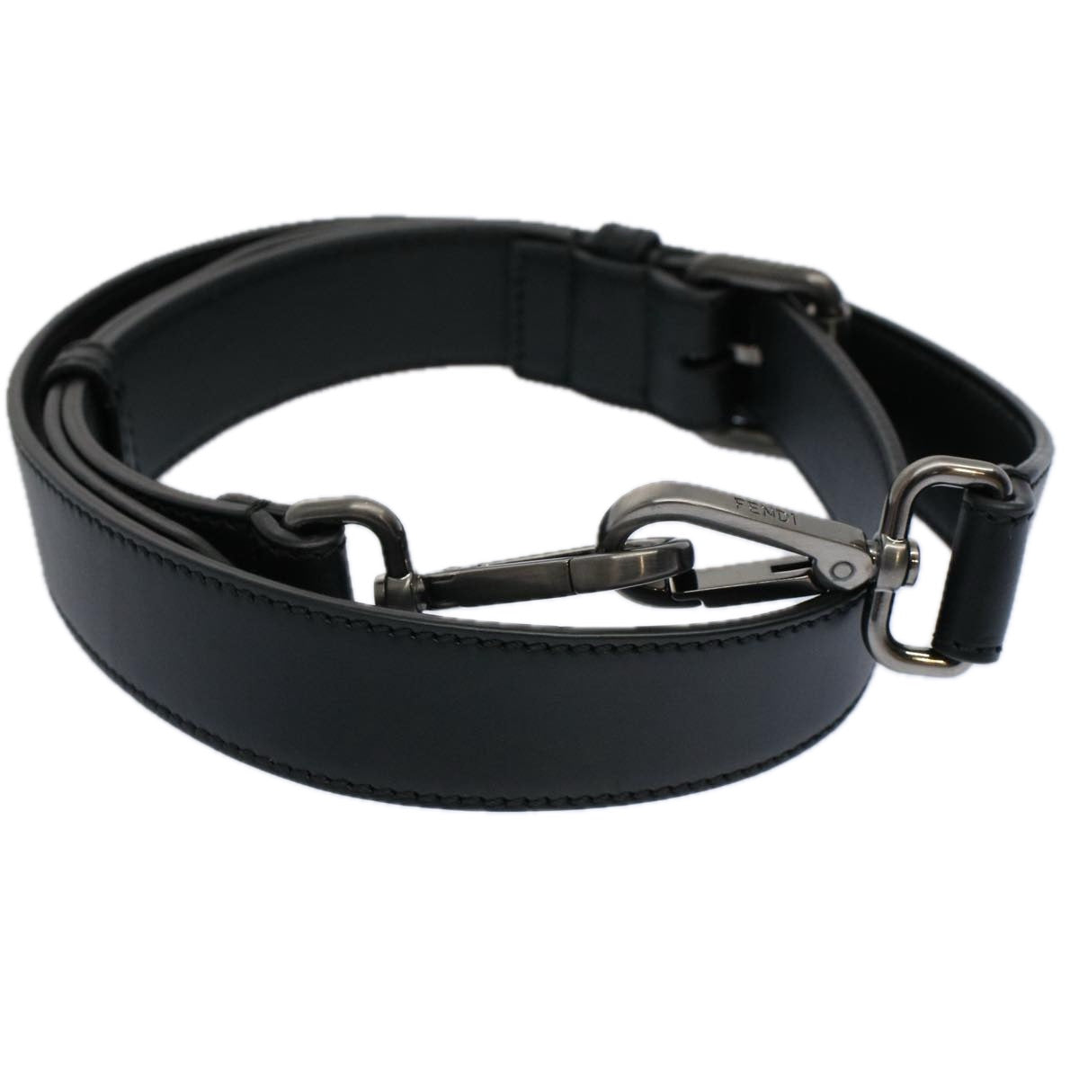 Luxury FendiAdjustable Shoulder Strap Leather 33.9""-40.9"" Blackam5224