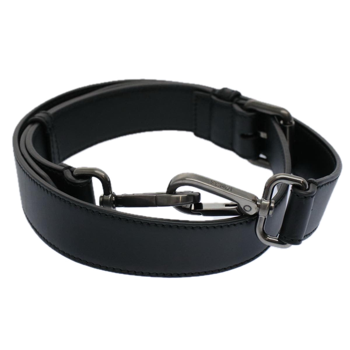 Luxury FendiAdjustable Shoulder Strap Leather 33.9""-40.9"" Blackam5224