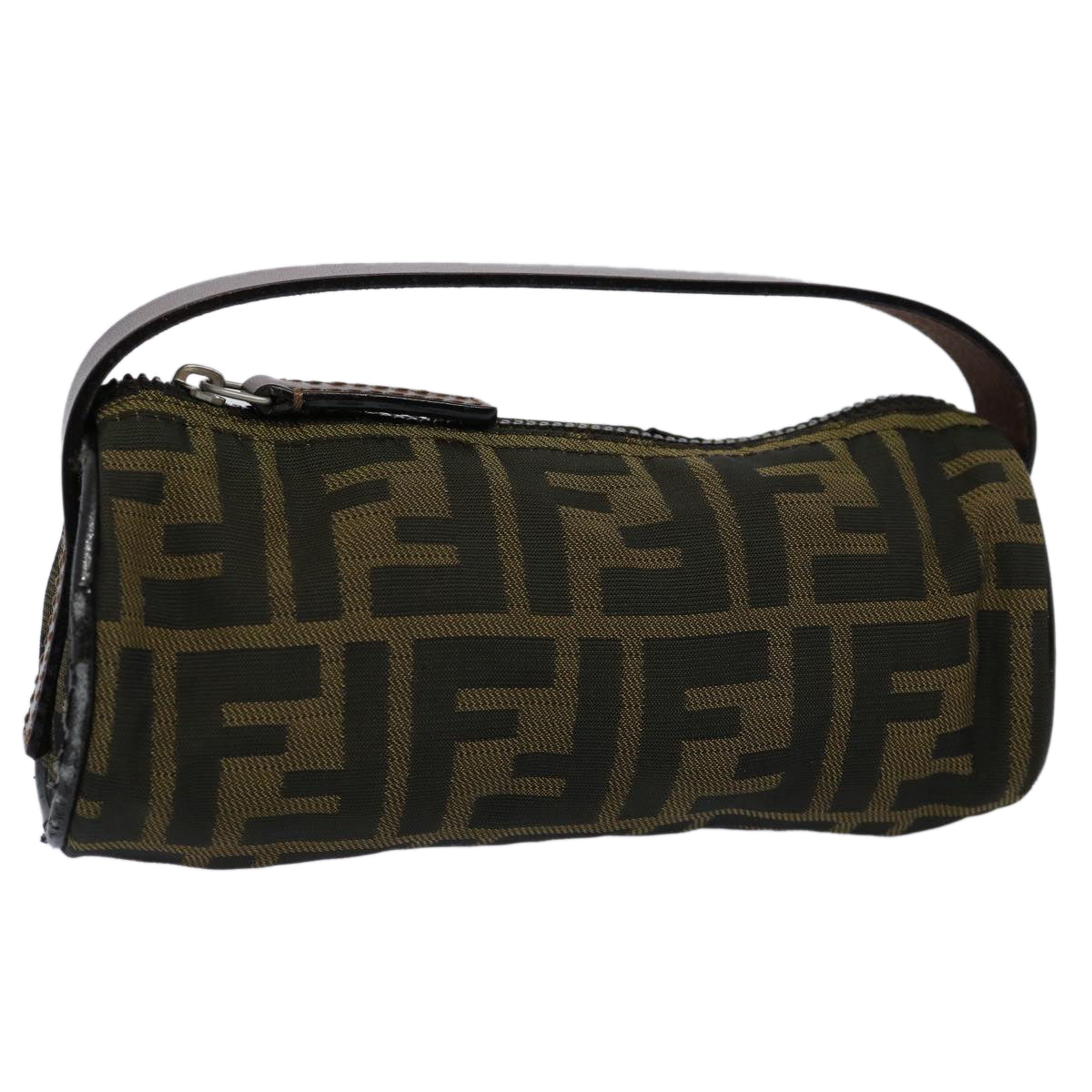 Luxury FendiZucca Canvas Hand Bag Black Brown 2257 26553 009am5322