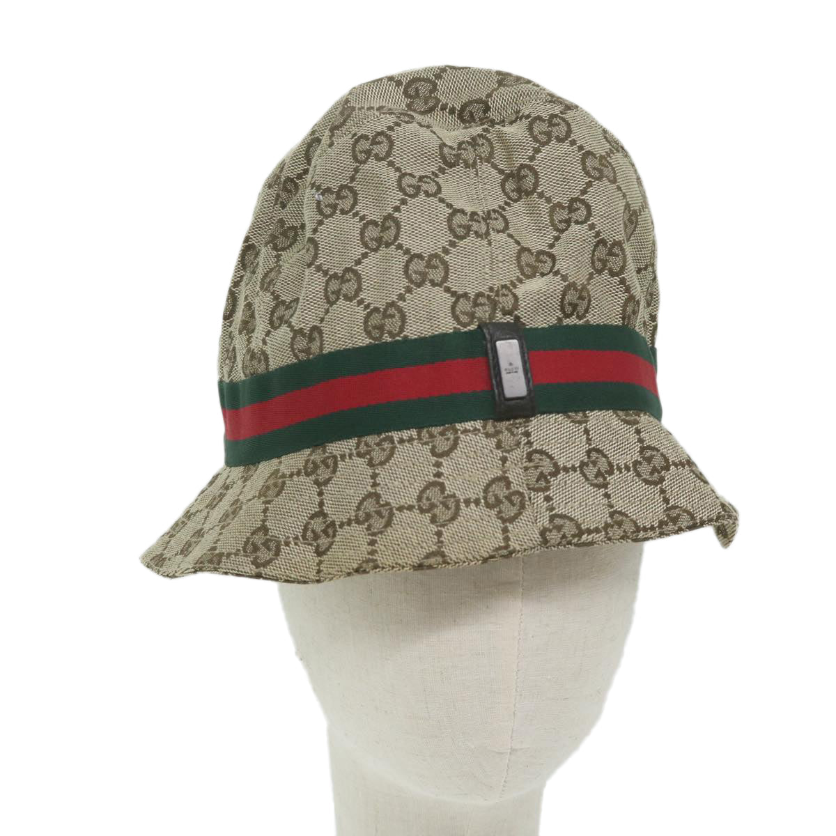 GUCCI GG Canvas Web Sherry Line Hat M Size Beige Red Green  am5574