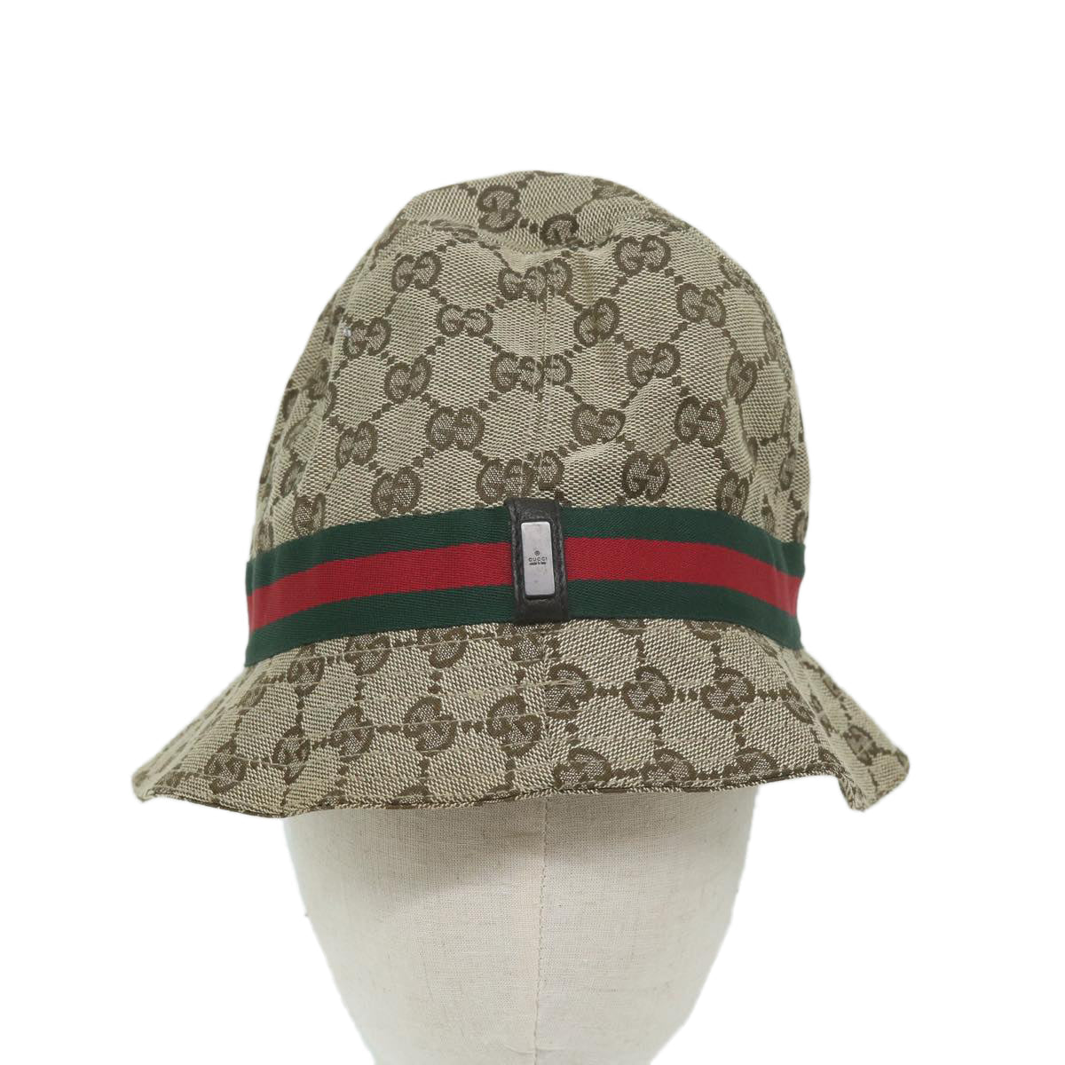 GUCCI GG Canvas Web Sherry Line Hat M Size Beige Red Green  am5574
