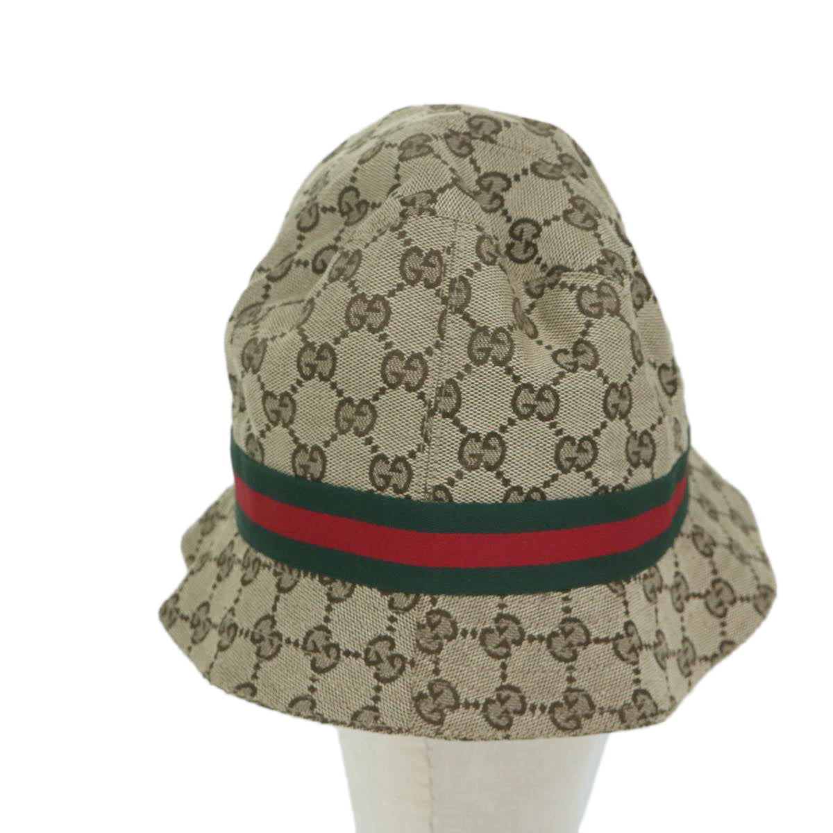 GUCCI GG Canvas Web Sherry Line Hat M Size Beige Red Green  am5574