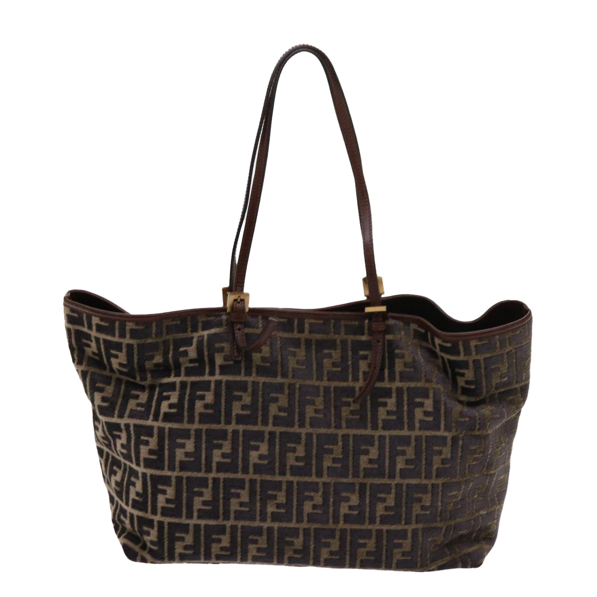 Luxury FendiZucca Canvas Tote Bag Black Brownam5618