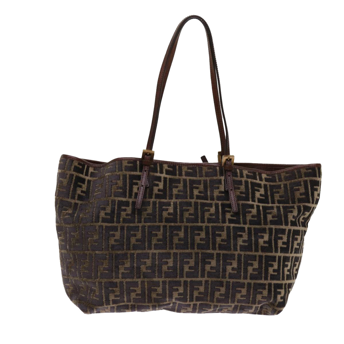 Luxury FendiZucca Canvas Tote Bag Black Brownam5618