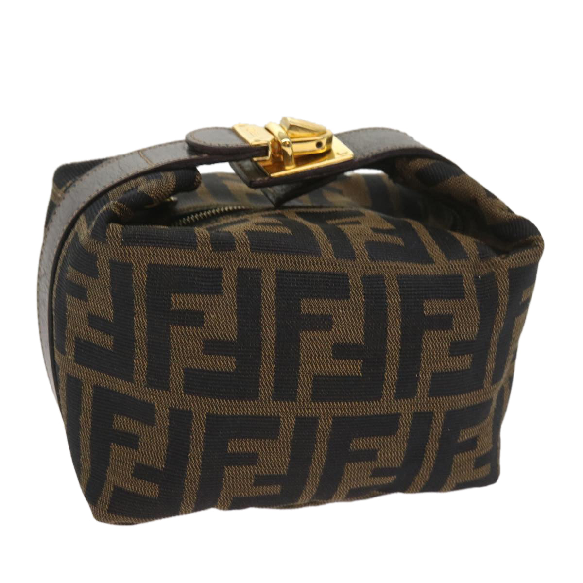 Luxury FendiZucca Canvas Mini Hand Bag Black Brownam5640