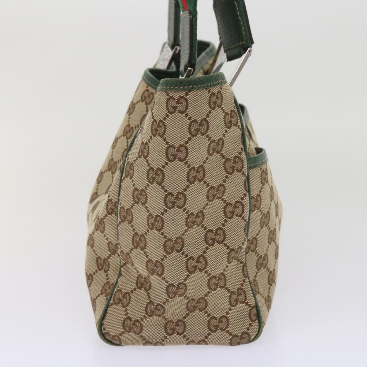 GUCCI GG Canvas Web Sherry Line Horsebit Tote Bag Beige Red 145810  am5686