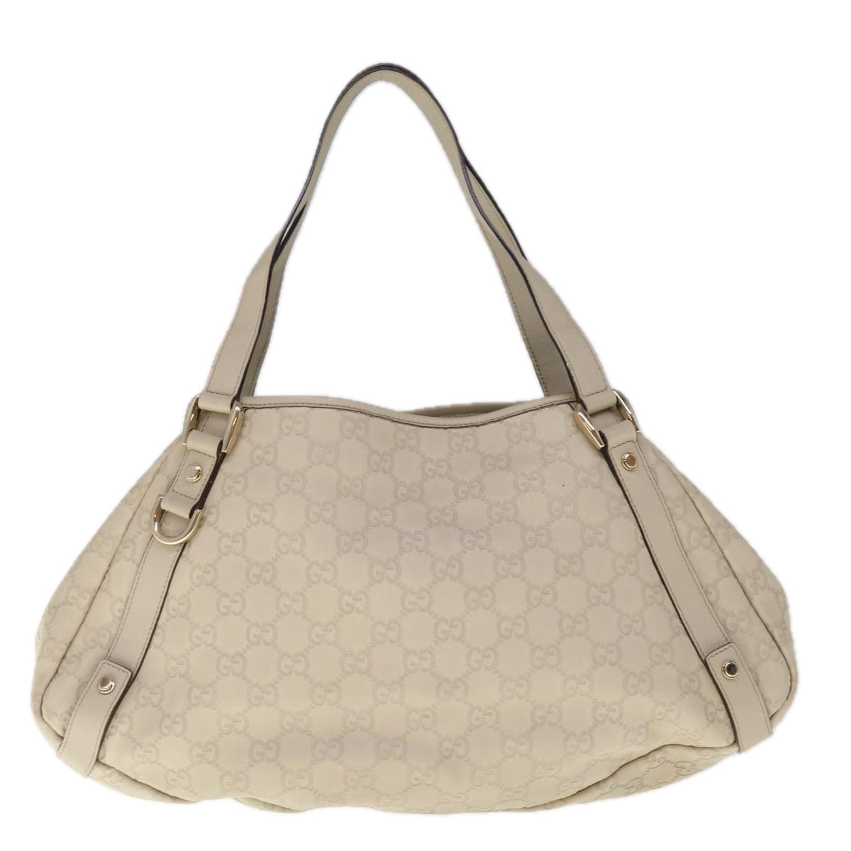 GUCCI GG Canvas Guccissima Abbey Shoulder Bag White 130736  am5688