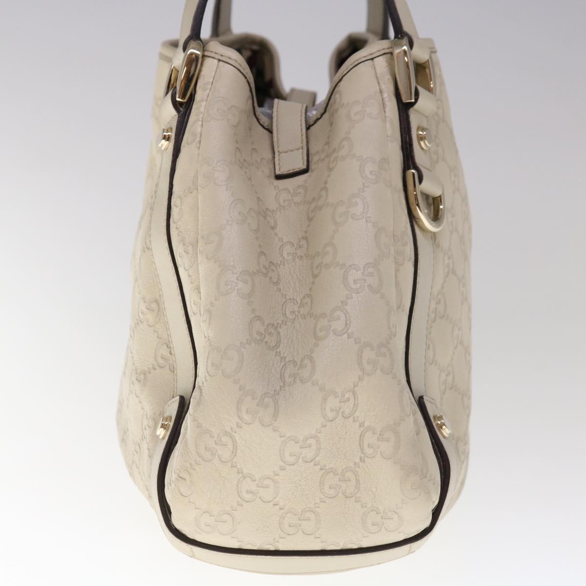 GUCCI GG Canvas Guccissima Abbey Shoulder Bag White 130736  am5688