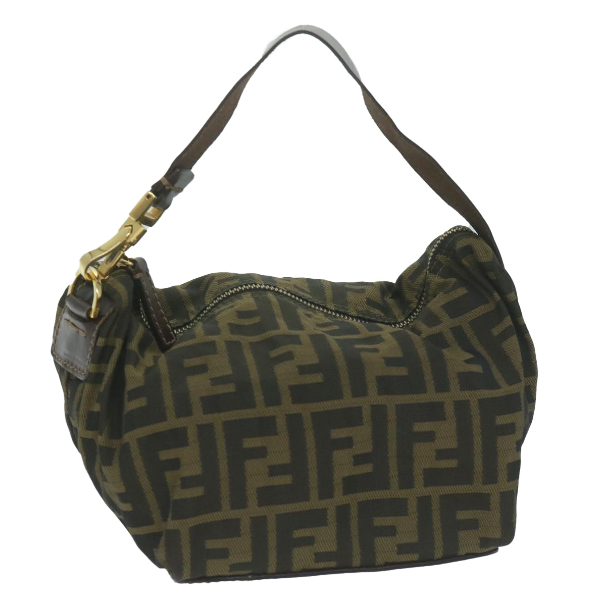 Luxury FendiZucca Canvas Hand Bag Black Brownam5701