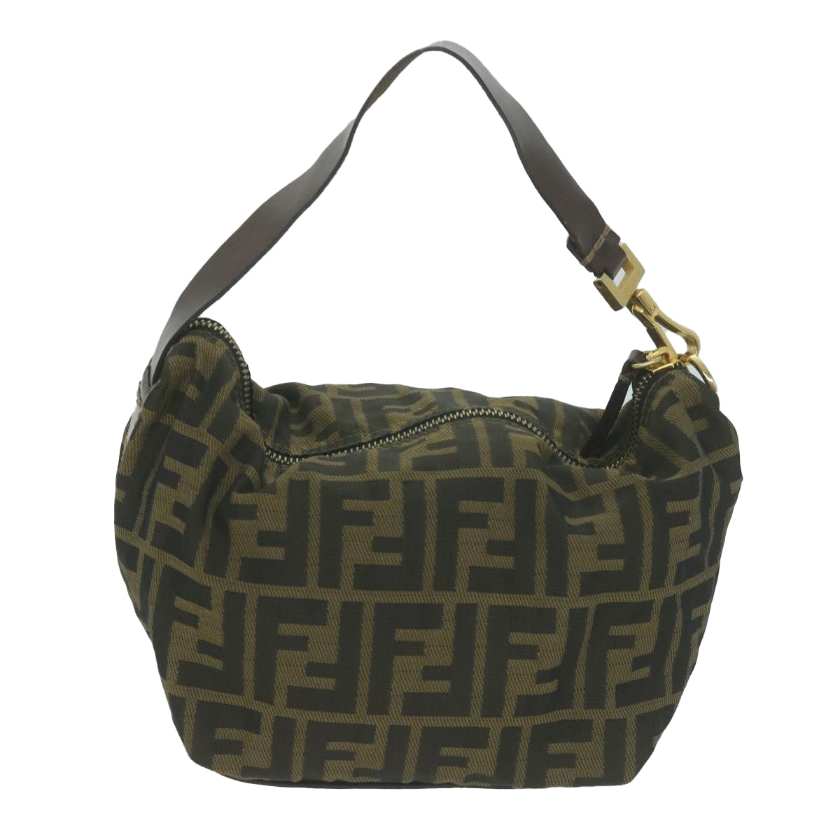 Luxury FendiZucca Canvas Hand Bag Black Brownam5701