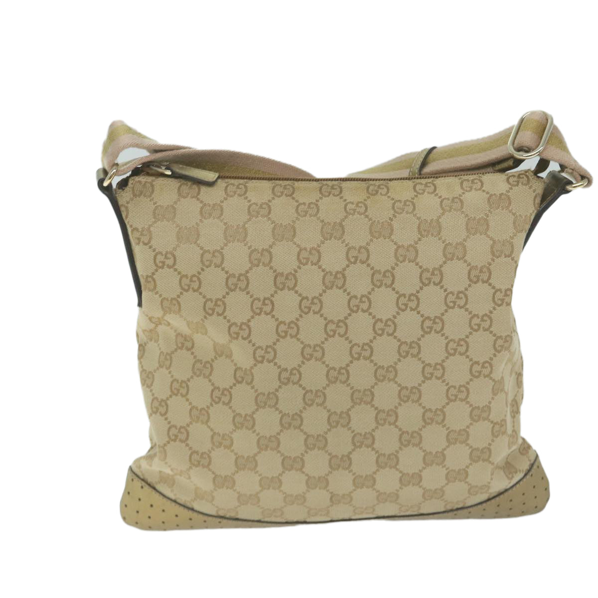 GUCCI GG Canvas Sherry Line Shoulder Bag Gold Beige pink 145857  am5740