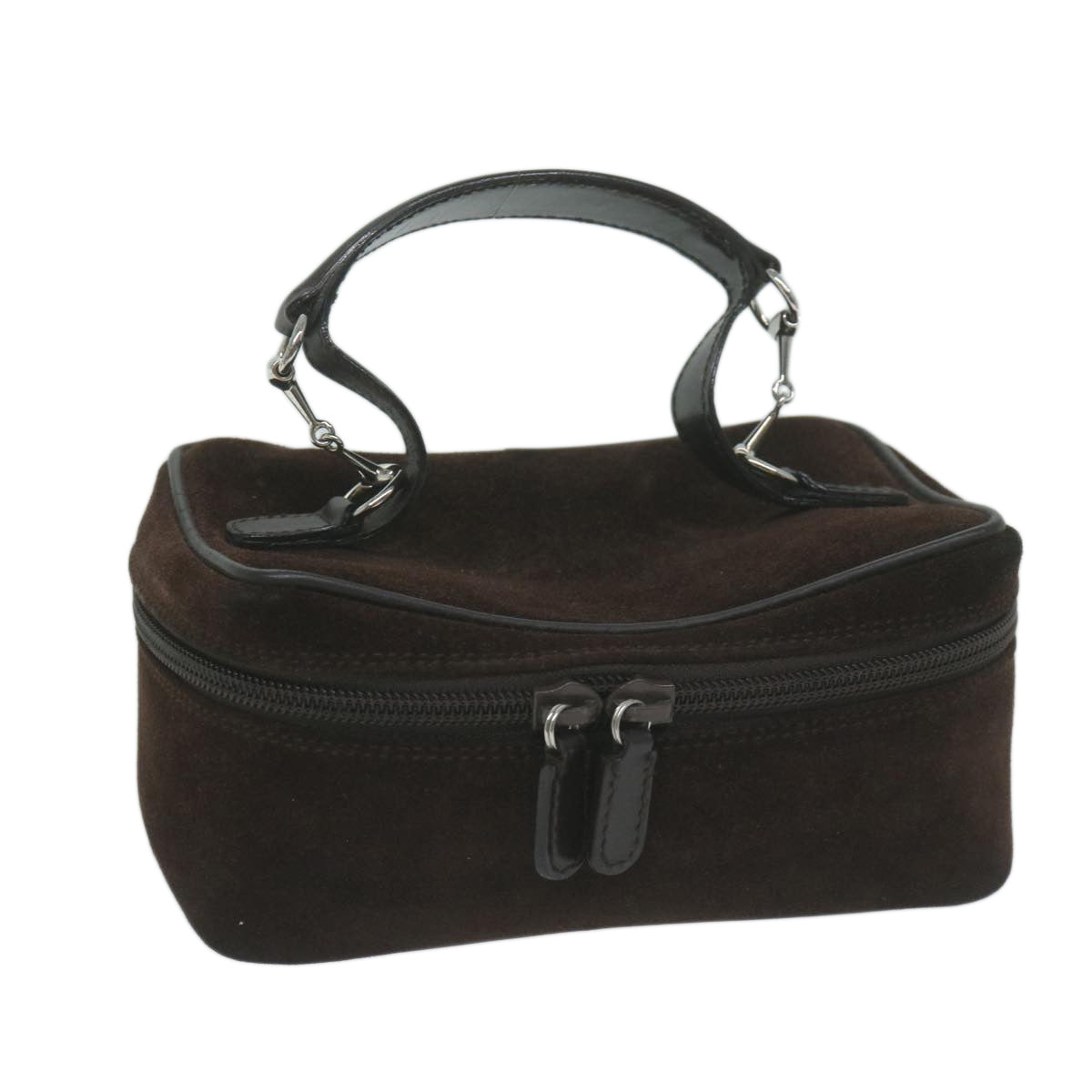 GUCCI Horsebit Vanity Cosmetic Pouch Suede Brown 032 1705  am5745