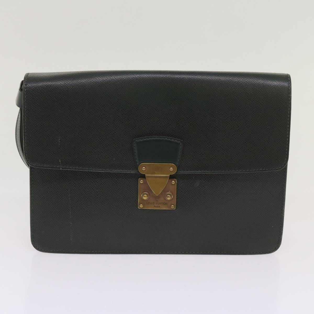 LOUIS VUITTON Taiga Leather Clutch Bag Hand Bag 2Set Green LV am5763