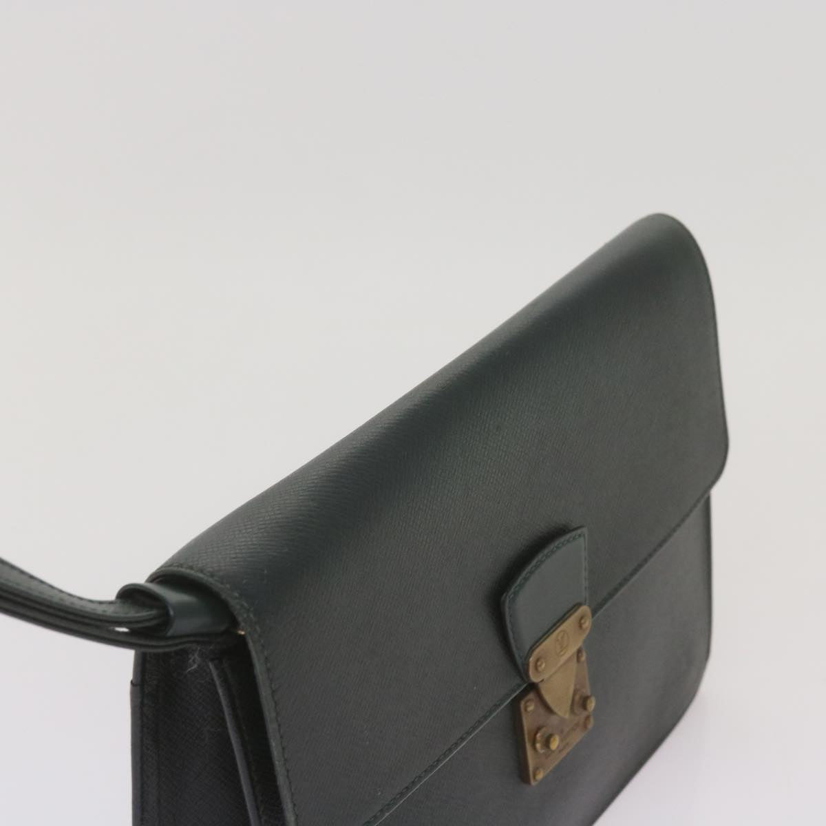 LOUIS VUITTON Taiga Leather Clutch Bag Hand Bag 2Set Green LV am5763