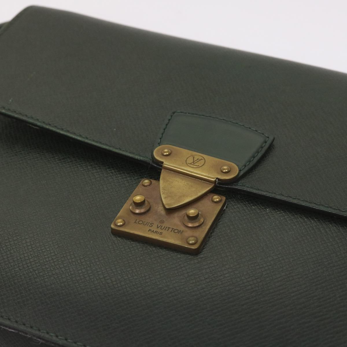 LOUIS VUITTON Taiga Leather Clutch Bag Hand Bag 2Set Green LV am5763