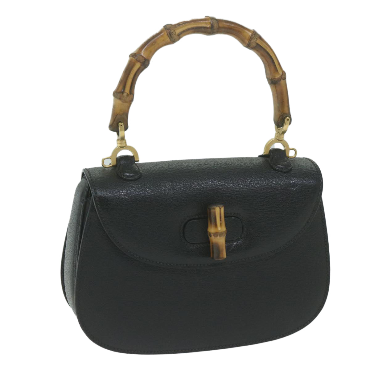 GUCCI Bamboo Hand Bag Leather Black 002 1186  am5765