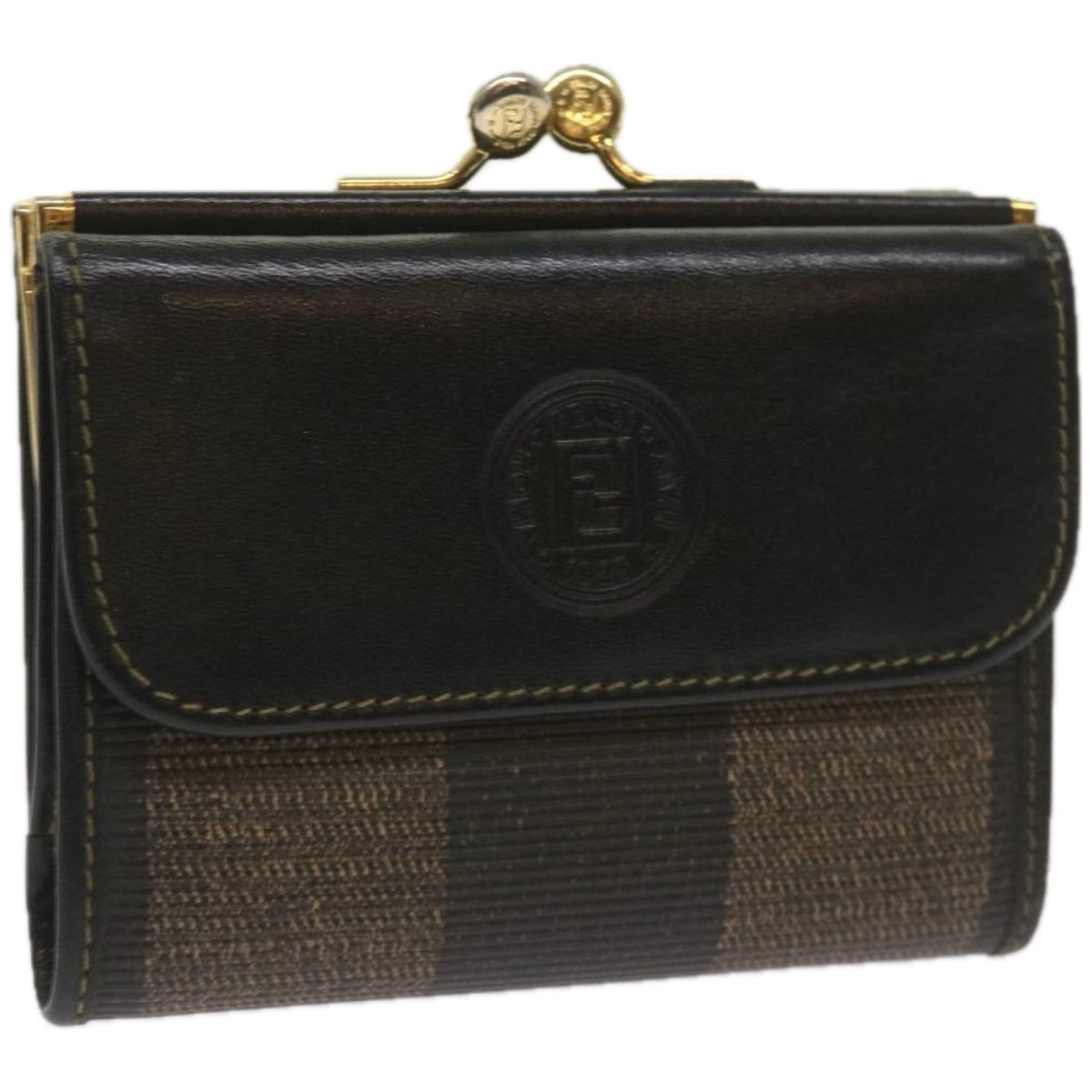 Luxury FendiPecan Canvas Wallet Black Brownam5840