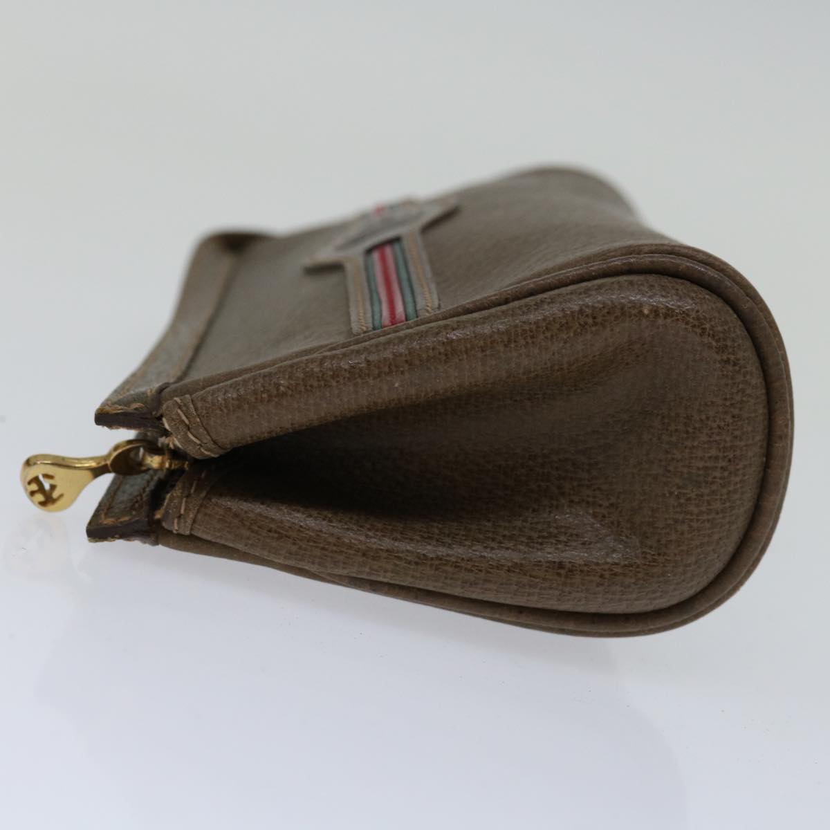 GUCCI Web Sherry Line Pouch Leather Brown Red Green 039 904 0665  am5842