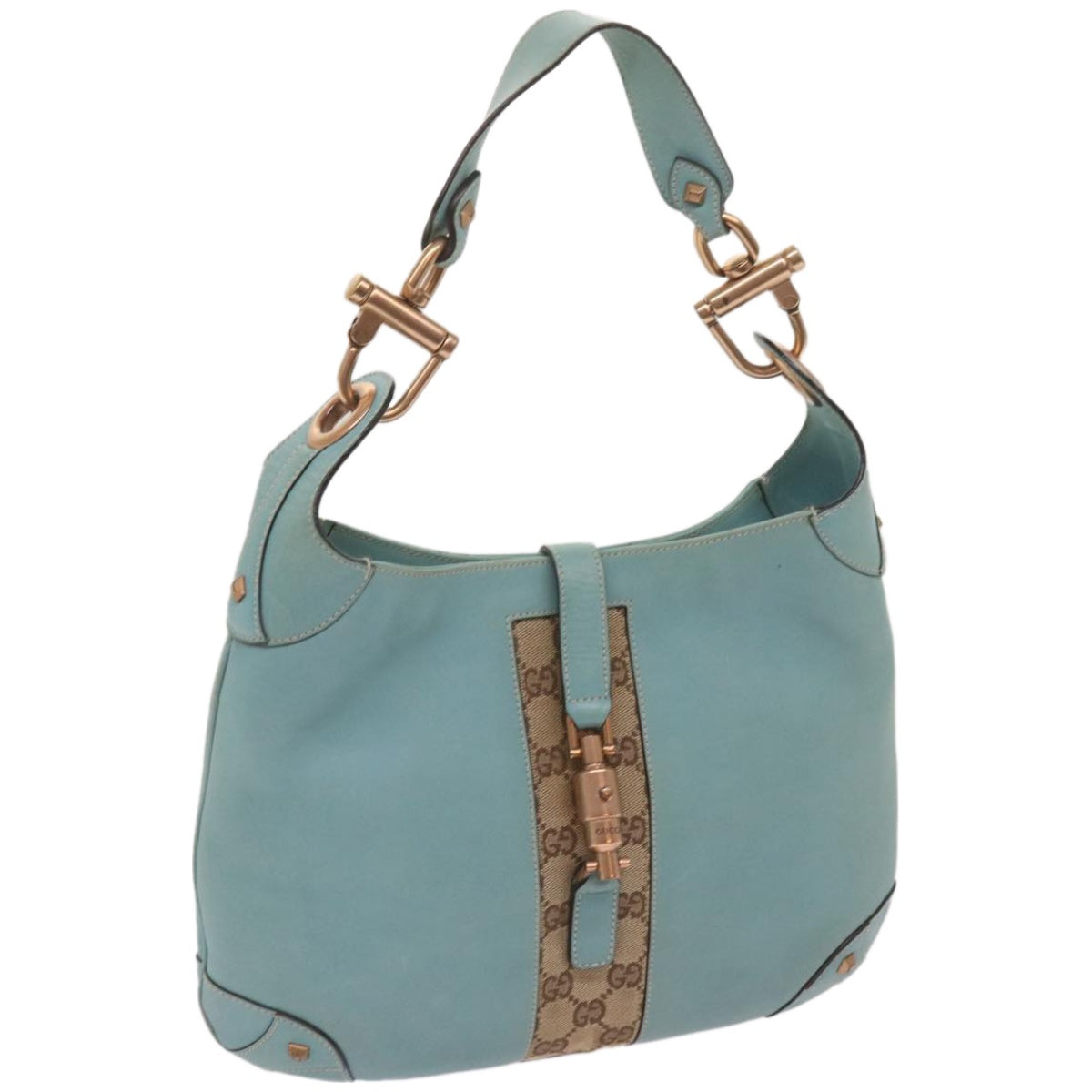 GUCCI Jackie GG Canvas Shoulder Bag Blue 120888  am5869