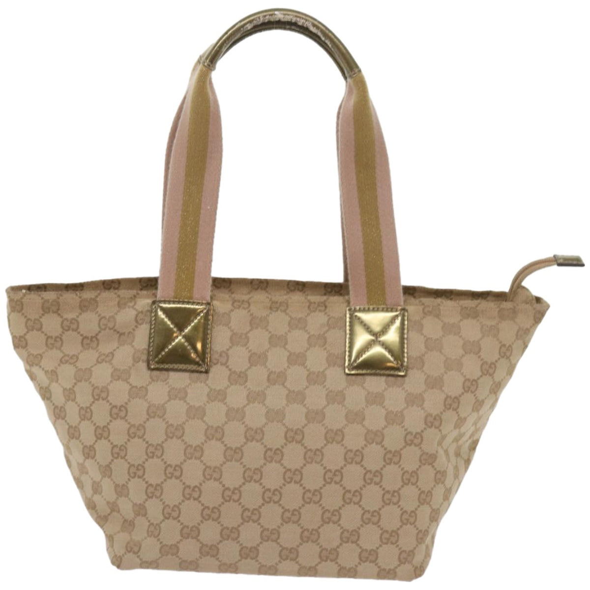 GUCCI GG Canvas Sherry Line Tote Bag Beige Pink gold 131230  am5888