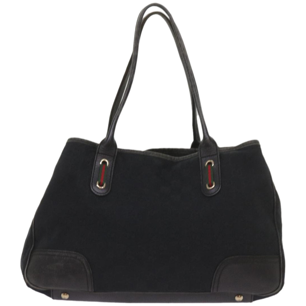 GUCCI GG Canvas Web Sherry Line Pretty Tote Bag Black Red 163805  am5889