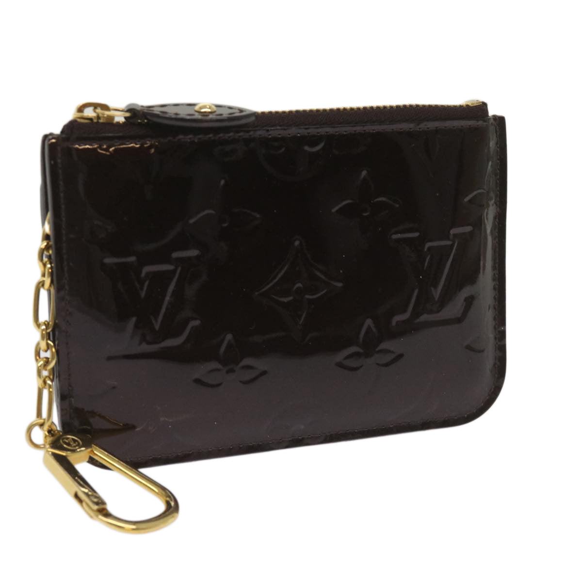 LOUIS VUITTON Vernis Pochette Cles NM Coin Purse Amarante M93557 LV am5905