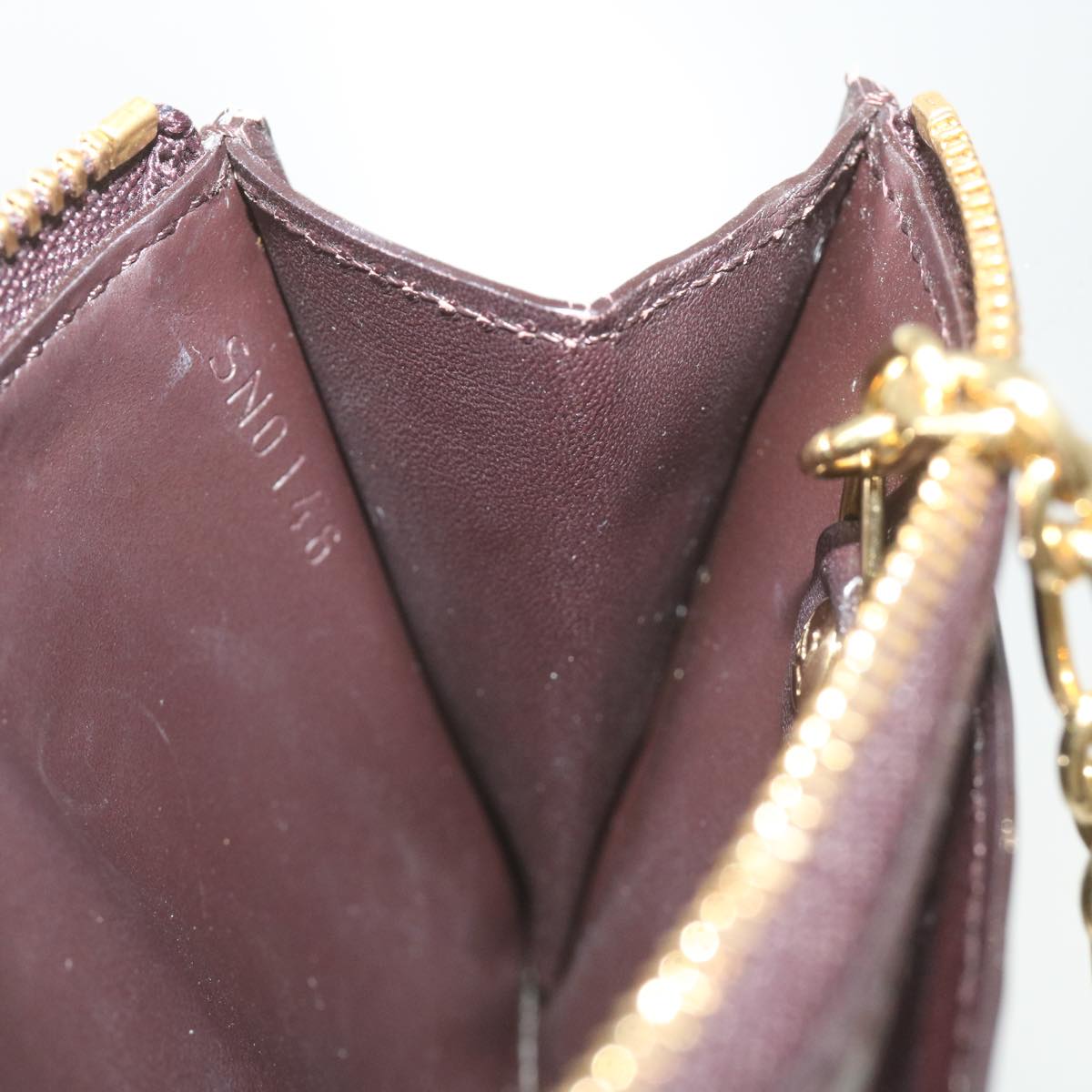 LOUIS VUITTON Vernis Pochette Cles NM Coin Purse Amarante M93557 LV am5905