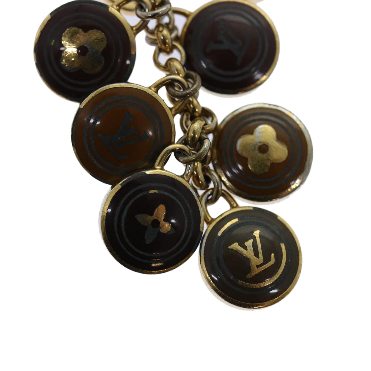 LOUIS VUITTON Monogram Porte Cles Pastille Charm Gold Tone M65387 LV am5965