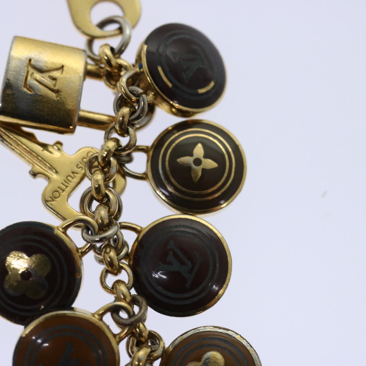 LOUIS VUITTON Monogram Porte Cles Pastille Charm Gold Tone M65387 LV am5965