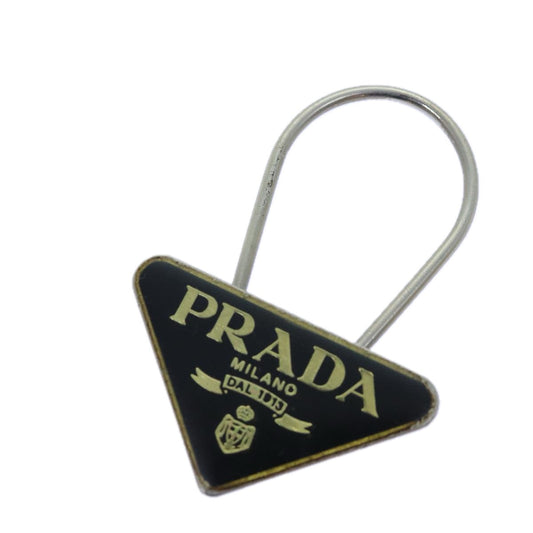 Luxury PradaTriangle Plate Key Ring metal Black am6073