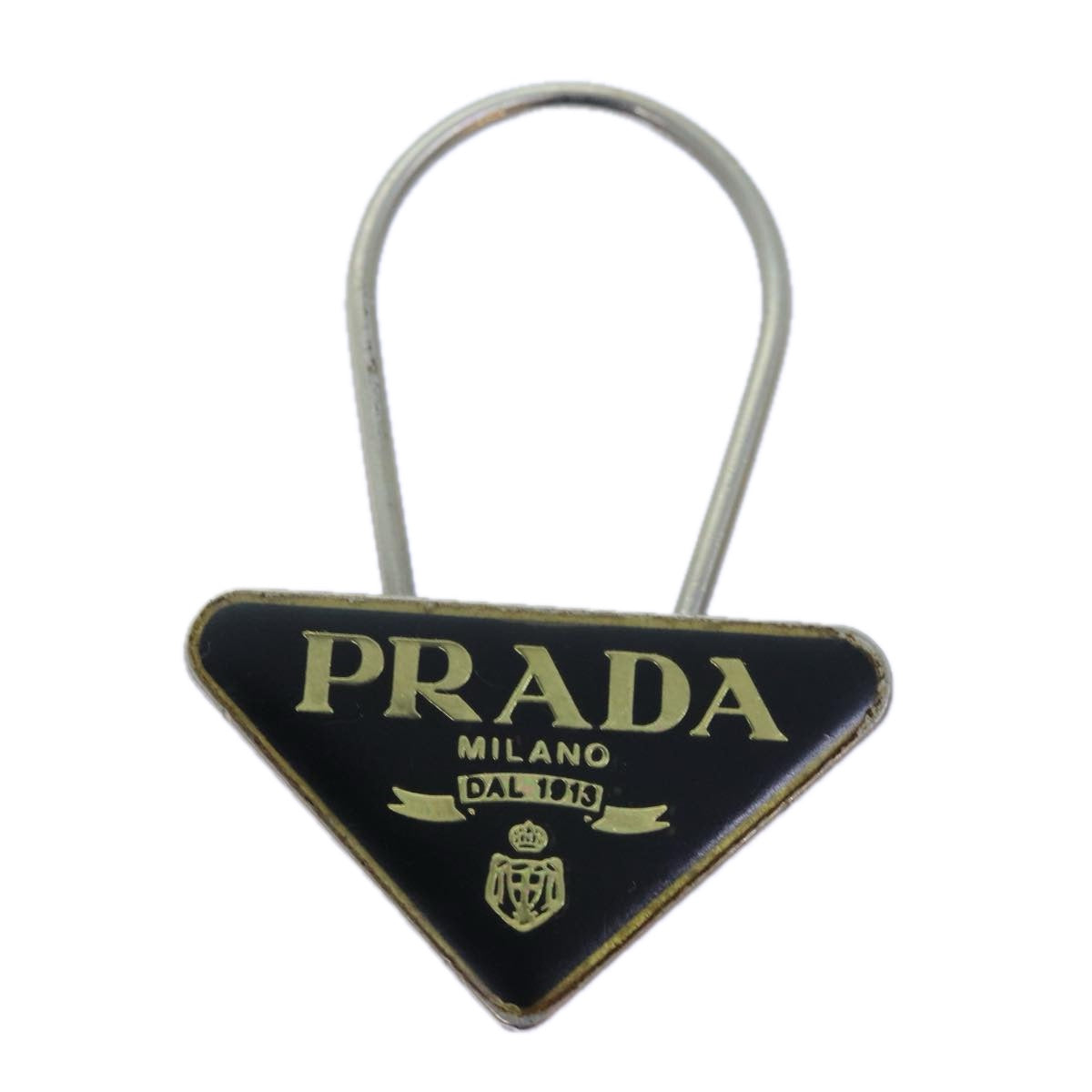 Luxury PradaTriangle Plate Key Ring metal Black am6073