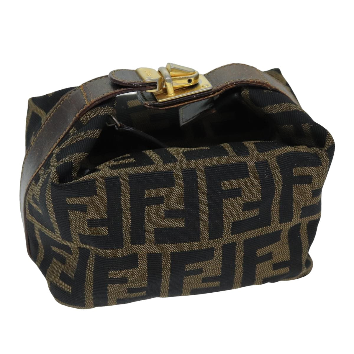 Luxury Fendi Zucca Canvas Hand Pouch Black Brownam6166