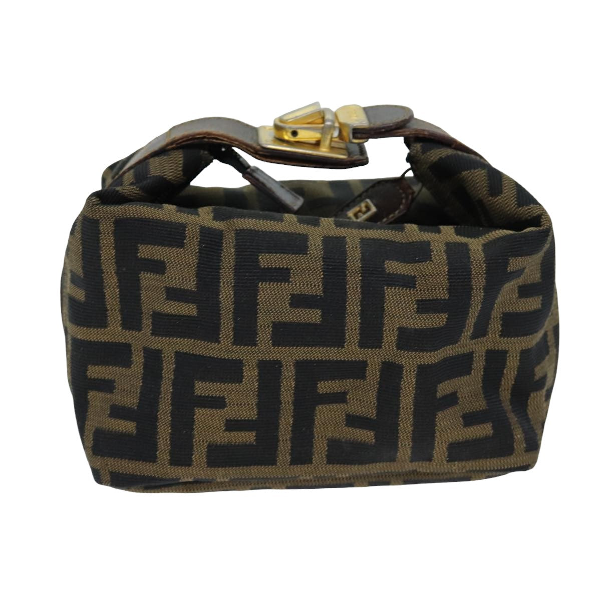 Luxury Fendi Zucca Canvas Hand Pouch Black Brownam6166