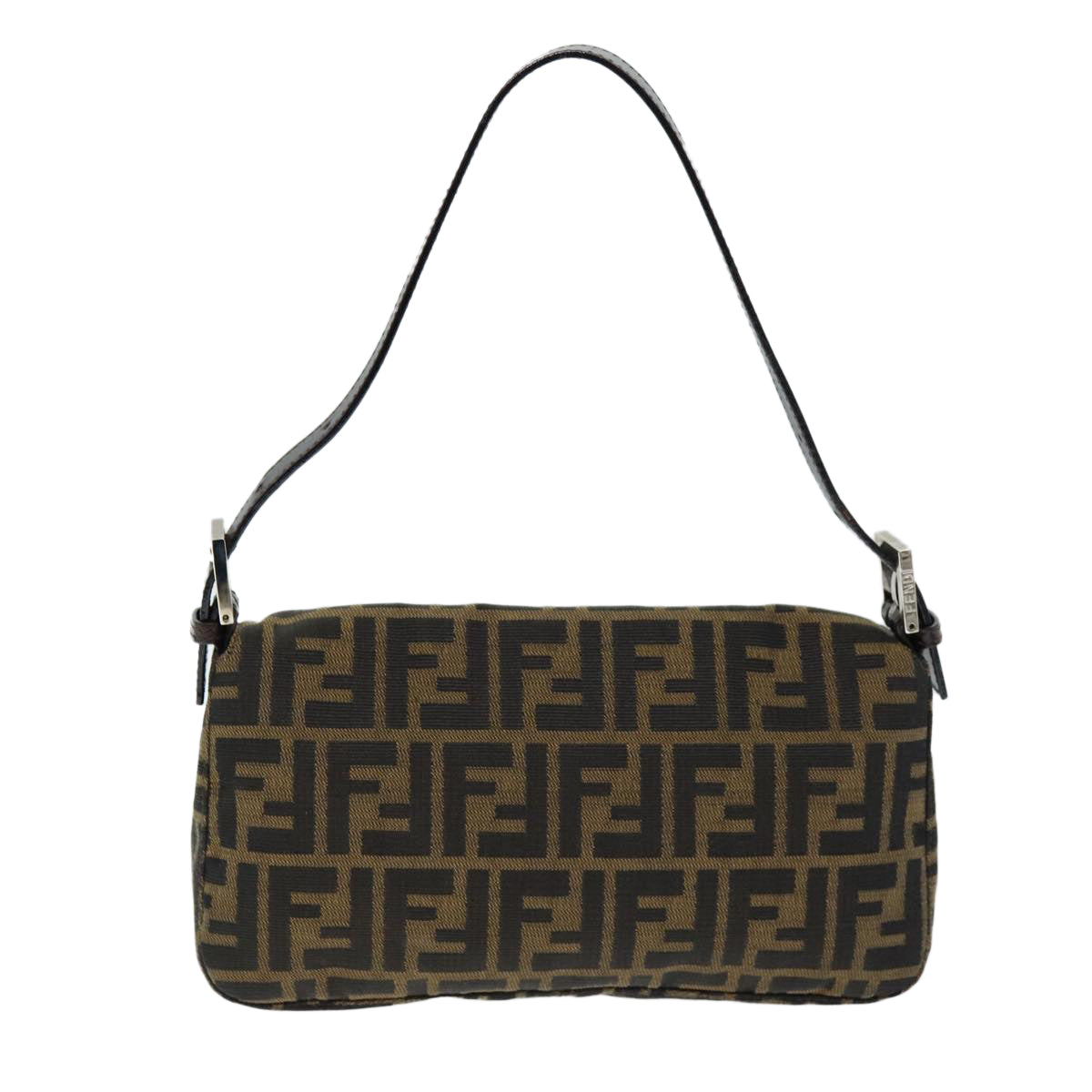 Luxury Fendi Zucchino Canvas Mamma Baguette Shoulder Bag Black Brownam6286A