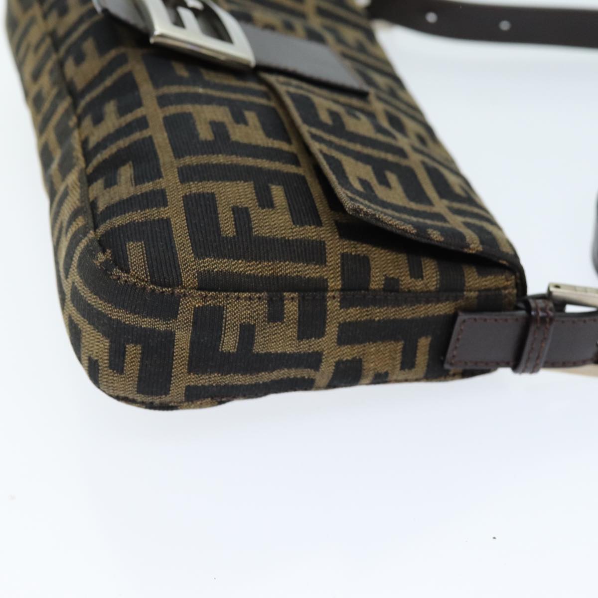 Luxury Fendi Zucchino Canvas Mamma Baguette Shoulder Bag Black Brownam6286A