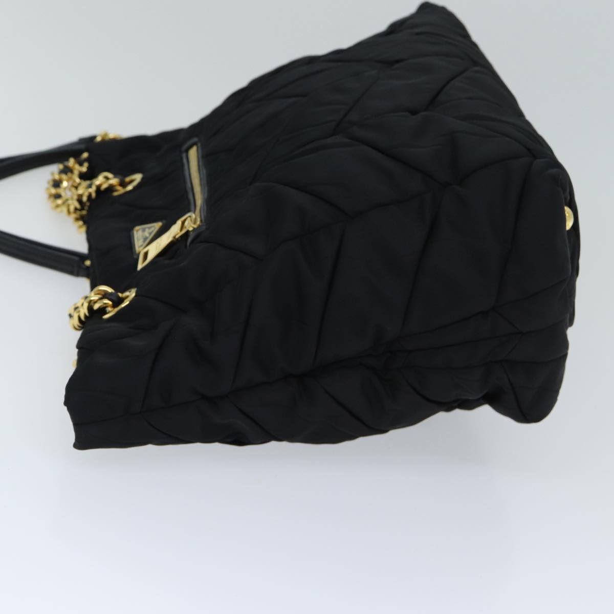 Luxury PradaQuilted Chain Shoulder Bag Nylon Black am6356