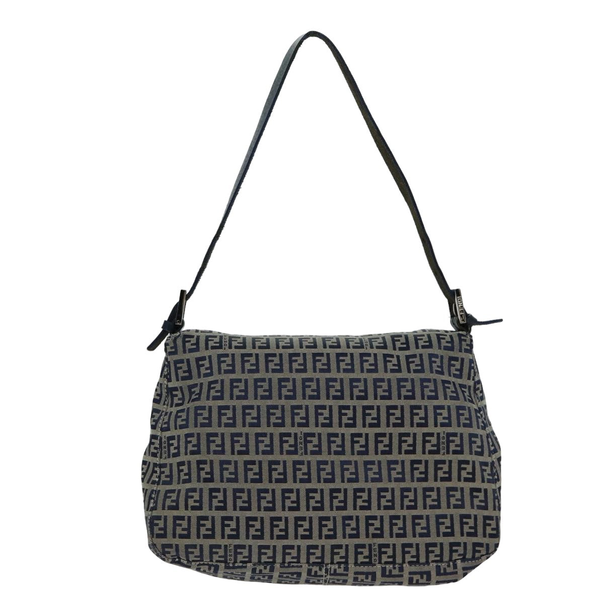 Luxury Fendi Zucchino Canvas Mamma Baguette Shoulder Bag Navyam6397