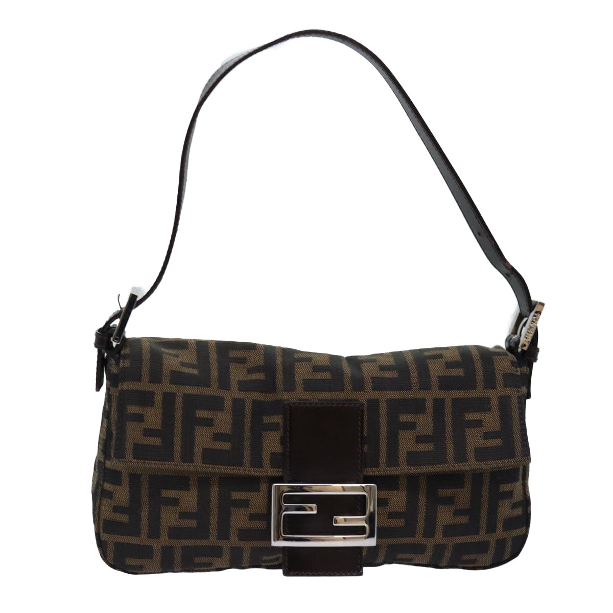 Luxury Fendi Zucca Canvas Mamma Baguette Shoulder Bag Black Brownam6402A
