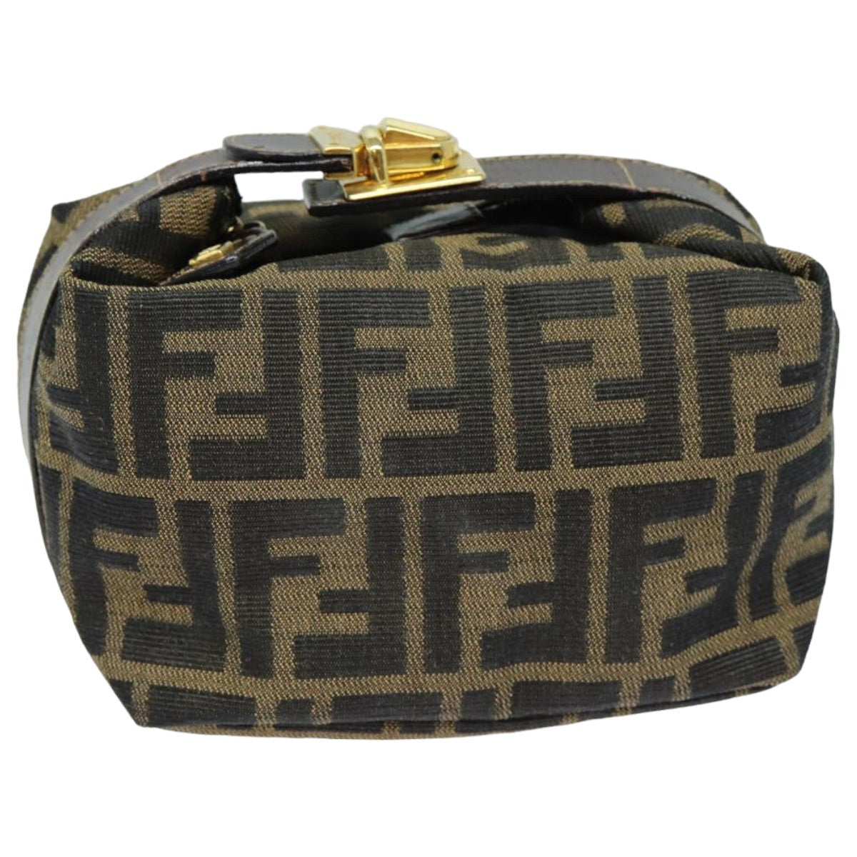 Luxury Fendi Zucca Canvas Mini Hand Bag Brown Blackam6470