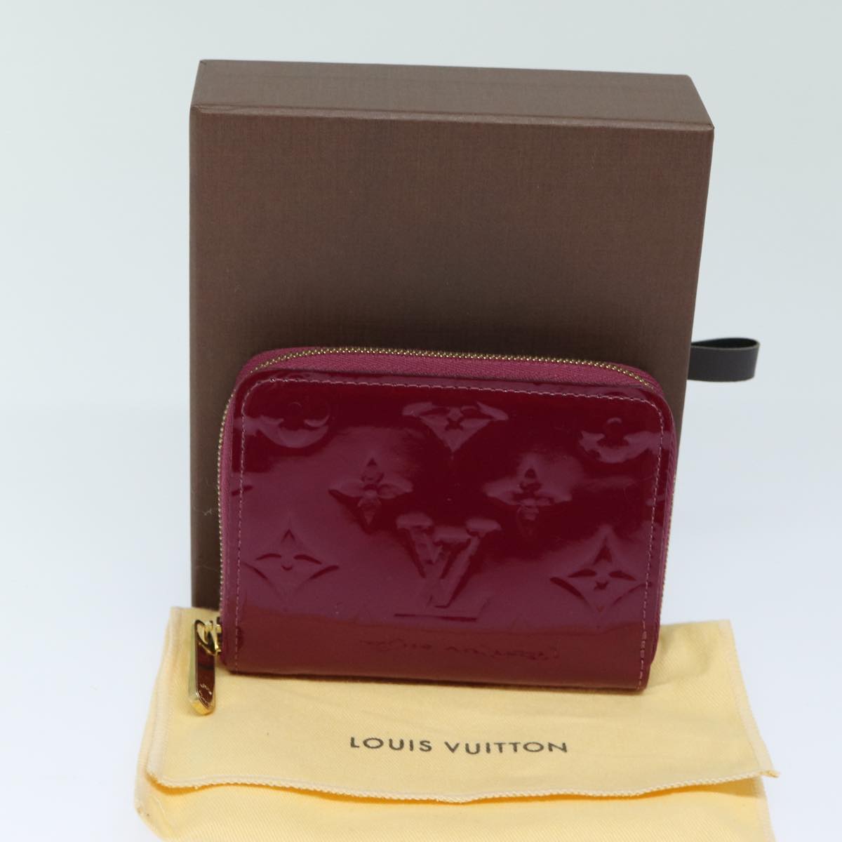 LOUIS VUITTON Monogram Vernis Zippy Coin Purse Wallet Purple M91534 am6485