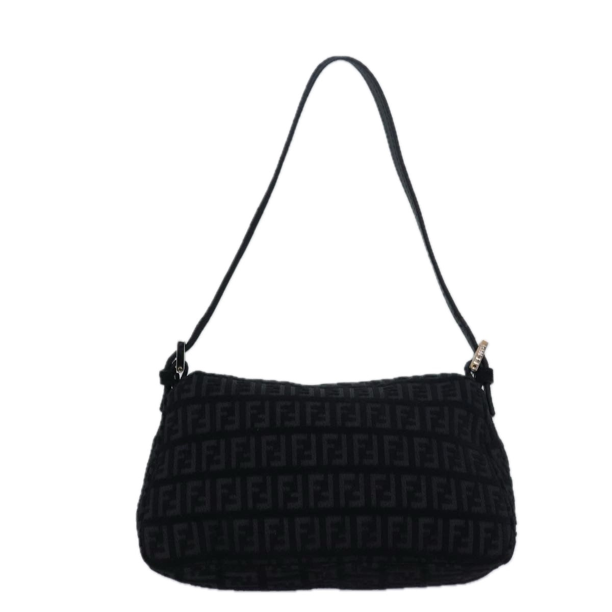 Luxury Fendi Zucchino Canvas Mini Mamma Baguette Shoulder Bag Blackam6553A
