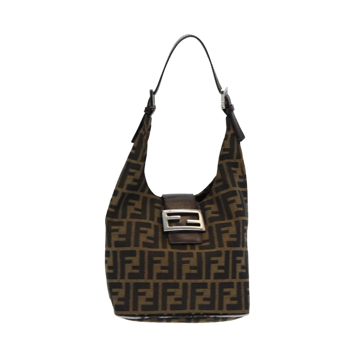 Luxury Fendi Zucca Canvas Mamma Baguette Shoulder Bag Brown Blackam6561