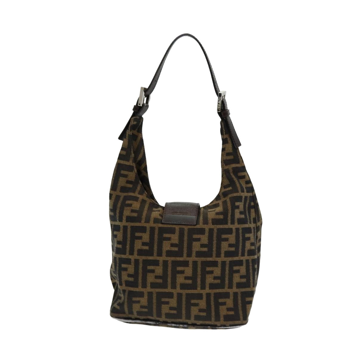 Luxury Fendi Zucca Canvas Mamma Baguette Shoulder Bag Brown Blackam6561