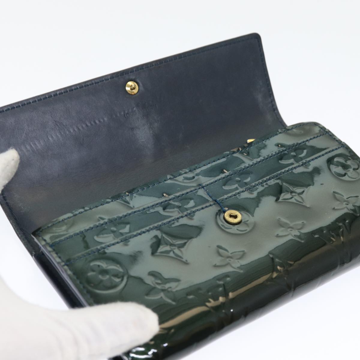 LOUIS VUITTON Vernis Portefeiulle Sarah Long Wallet Bluenuit M93667 am6574