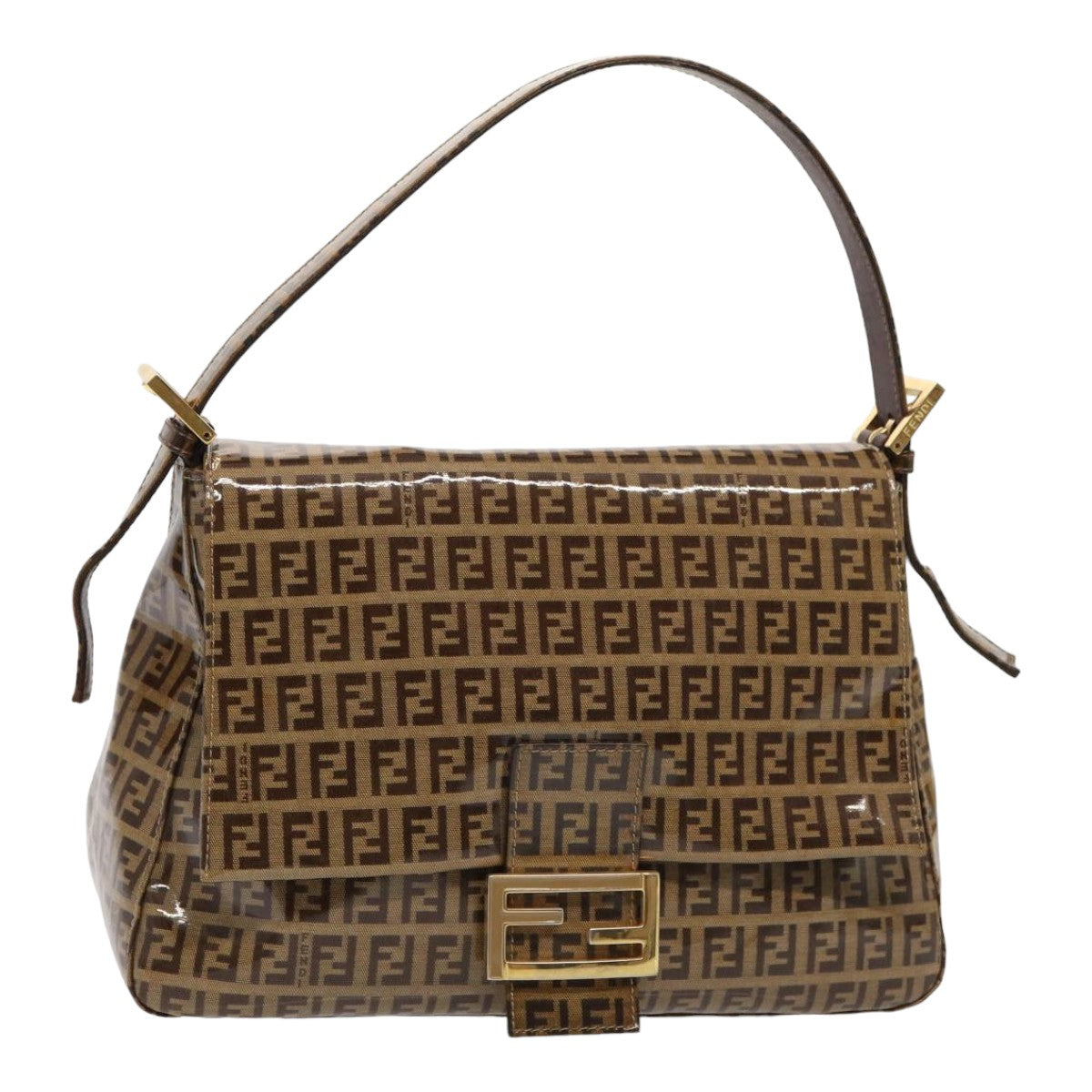 Luxury Fendi Zucchino Canvas Mamma Baguette Shoulder Bag Beigeam6583