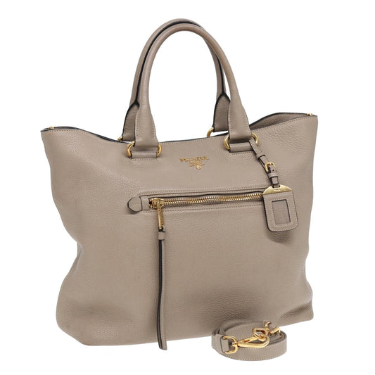 Luxury Prada Tote Bag Leather 2way Beige  am6596