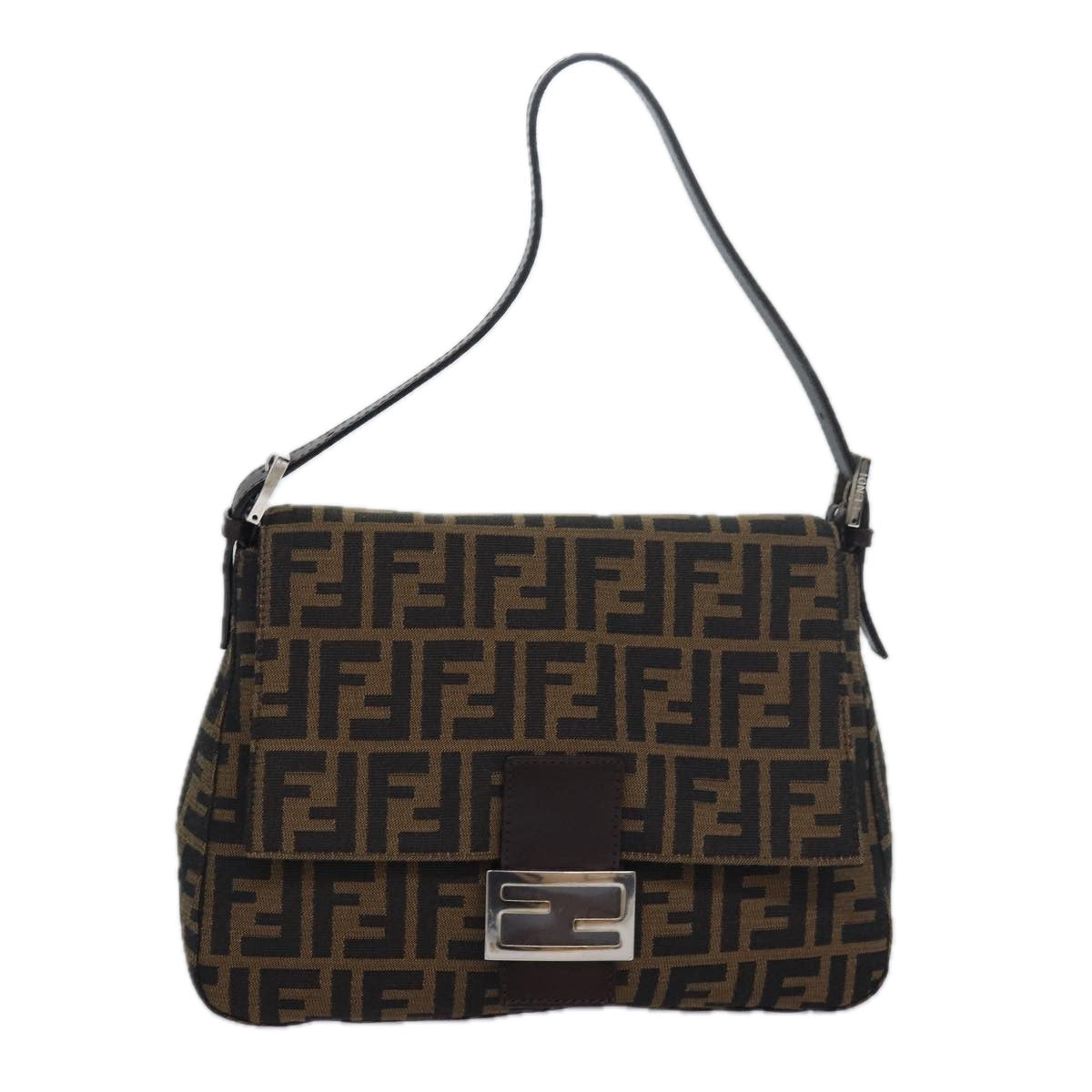 Luxury Fendi Zucca Canvas Mamma Baguette Shoulder Bag Brown Blackam6643A